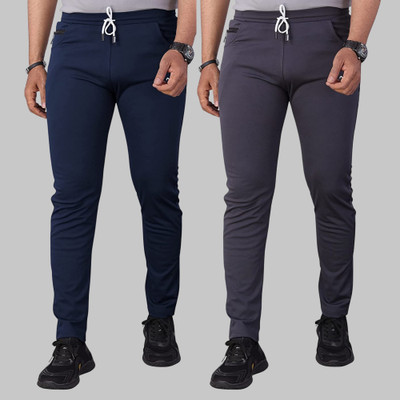 HoC Solid Men Blue, Grey Track Pants