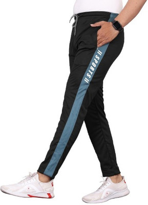 Cronix Striped Men Black Track Pants