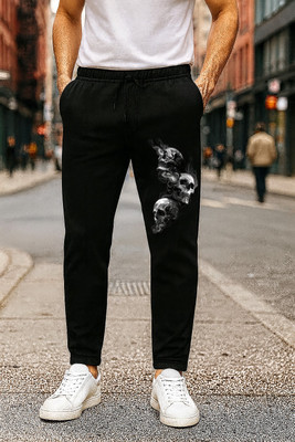 Elibolz Graphic Print Men Black Track Pants