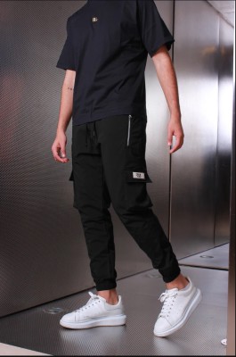 Joggers Park Self Design Men Black Track Pants