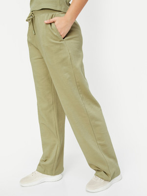 MAX Solid Women Brown Track Pants