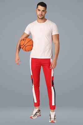 Zicada Striped Men Red Track Pants