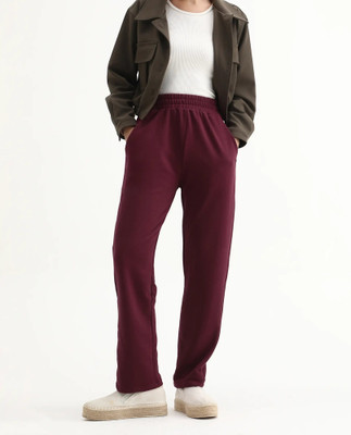 RAREISM Solid Women Maroon Track Pants