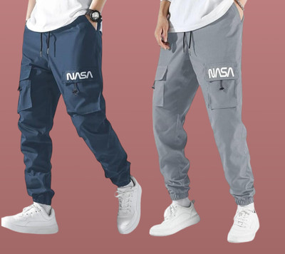 GIBBONTE Self Design Men Blue, Grey Track Pants