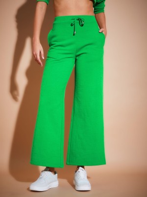 SASSAFRAS Solid Women Green Track Pants