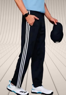 L Fashion Jeans Striped Men Black Track Pants