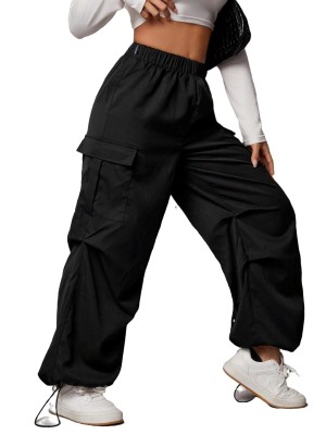 CRAMPLE Self Design Women Black Track Pants