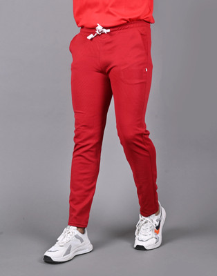 HouseOfCommon Solid Men Red Track Pants