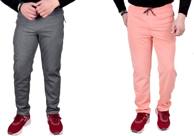 Aarav Boss Solid Men Grey, Pink Track Pants