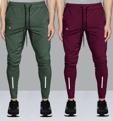 Z-DEVIL Solid Men Green, Maroon Track Pants