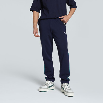 PUMA Colorblock Men Blue Track Pants