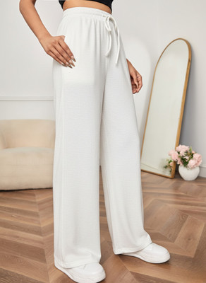 Dockstreet Solid Women White Track Pants