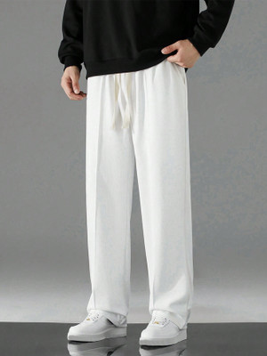 Paralians Solid Men White Track Pants