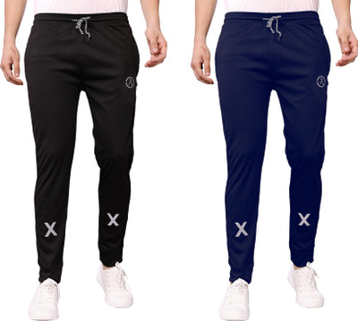 ANAND Self Design Men Black, Dark Blue Track Pants