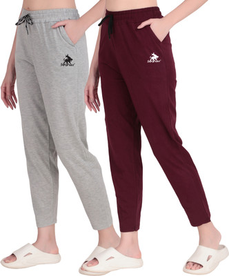 SEAPRINT Solid Women Grey, Maroon Track Pants