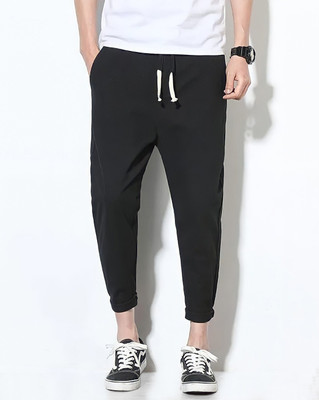 HEATHEX Solid Men Black Track Pants