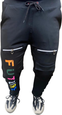 Raysx Printed Men Black Track Pants