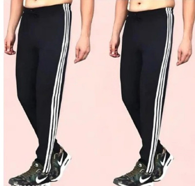 MASTERY Striped Men Black Track Pants