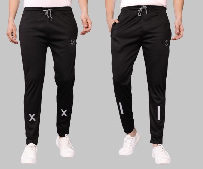 Kashvi Self Design Men Black, Black Track Pants