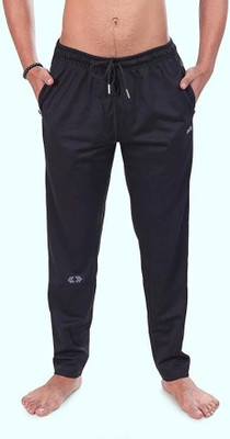 24 Street Solid Men Black Track Pants