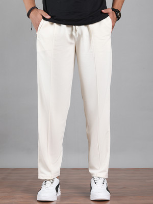 MACK JONNEY Solid Men White Track Pants