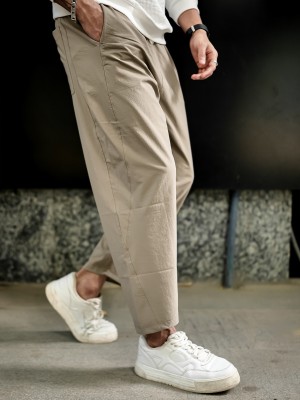 MANIAC Solid Men Beige Track Pants