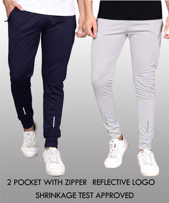 Suzaro Solid Men Blue, Silver Track Pants