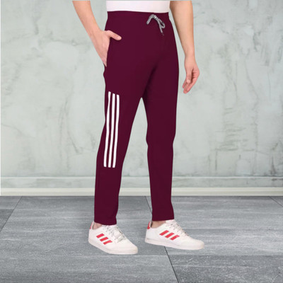 Covetvolo Ent Striped Men Maroon Track Pants