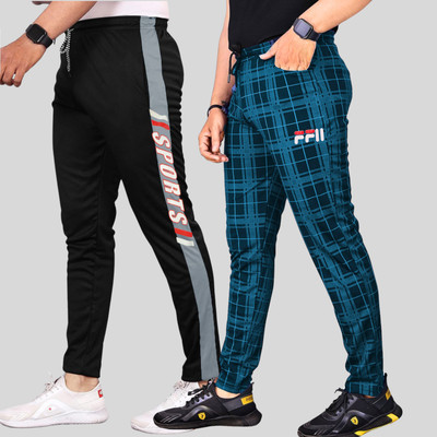RK Costing Checkered Men Black, Blue Track Pants