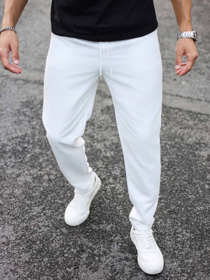 Zimist Solid Men White Track Pants