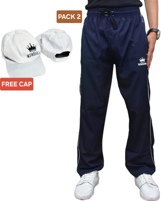 RIWEARA Solid, Printed Men Dark Blue Track Pants