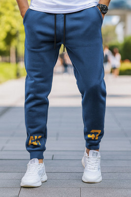 HouseOfCommon Printed Men Blue Track Pants