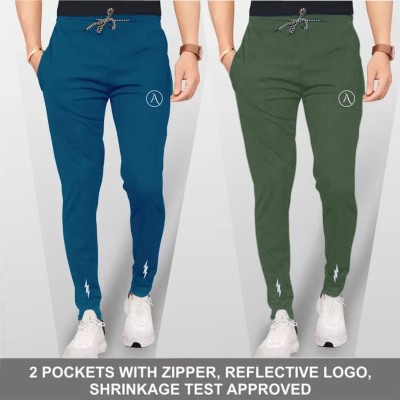 Kashvi Solid Men Blue, Dark Green Track Pants