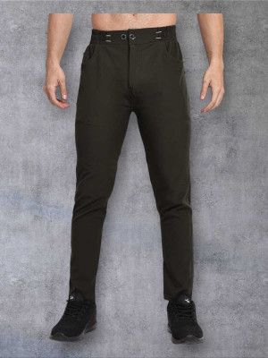 Mashaykh Solid Men Black Track Pants