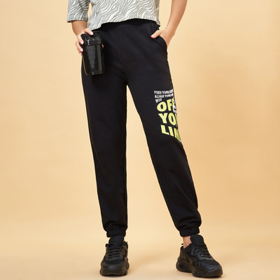 Ajile By Pantaloons Printed Women Black Track Pants