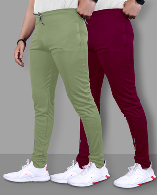 Suzaro Solid Men Green, Maroon Track Pants