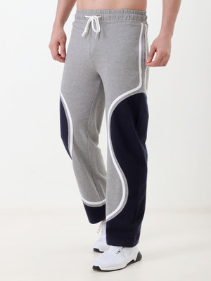 Resteez Colorblock Men Grey, Dark Blue Track Pants