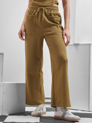 Tokyo Talkies Solid Women Brown Track Pants