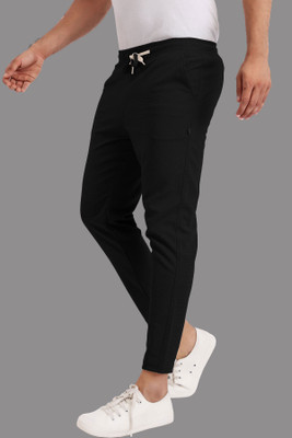 Z-DEVIL Solid Men Black Track Pants
