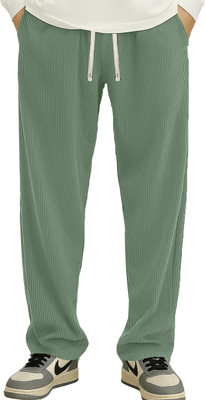 JUGULAR Self Design Men Light Green Track Pants