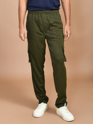 SKYKNIT Solid Men Olive Track Pants