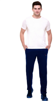 MattZig Solid Men Dark Blue Track Pants