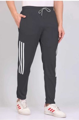 Yugsports Solid, Striped Men Black Track Pants