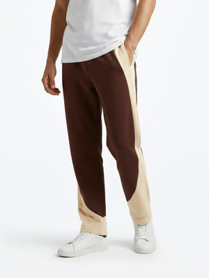 Glitchez Colorblock Men Brown Track Pants