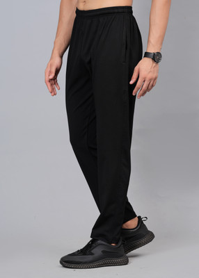 J FLISE Solid Men Black Track Pants