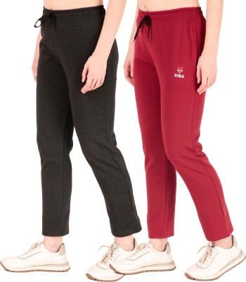 Kavya Retail Solid Women Black, Maroon Track Pants