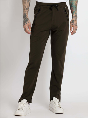 Status Quo Solid Men Green Track Pants