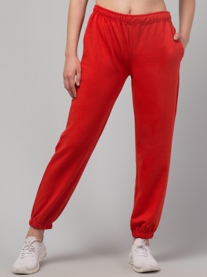 CROWNKING Solid Women Red Track Pants