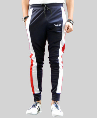 Chrome & Coral Colorblock Men Dark Blue Track Pants