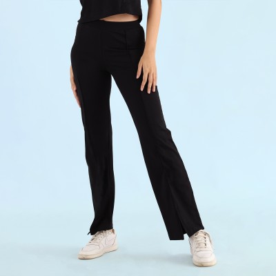 NITE FLITE Solid Women Black Track Pants